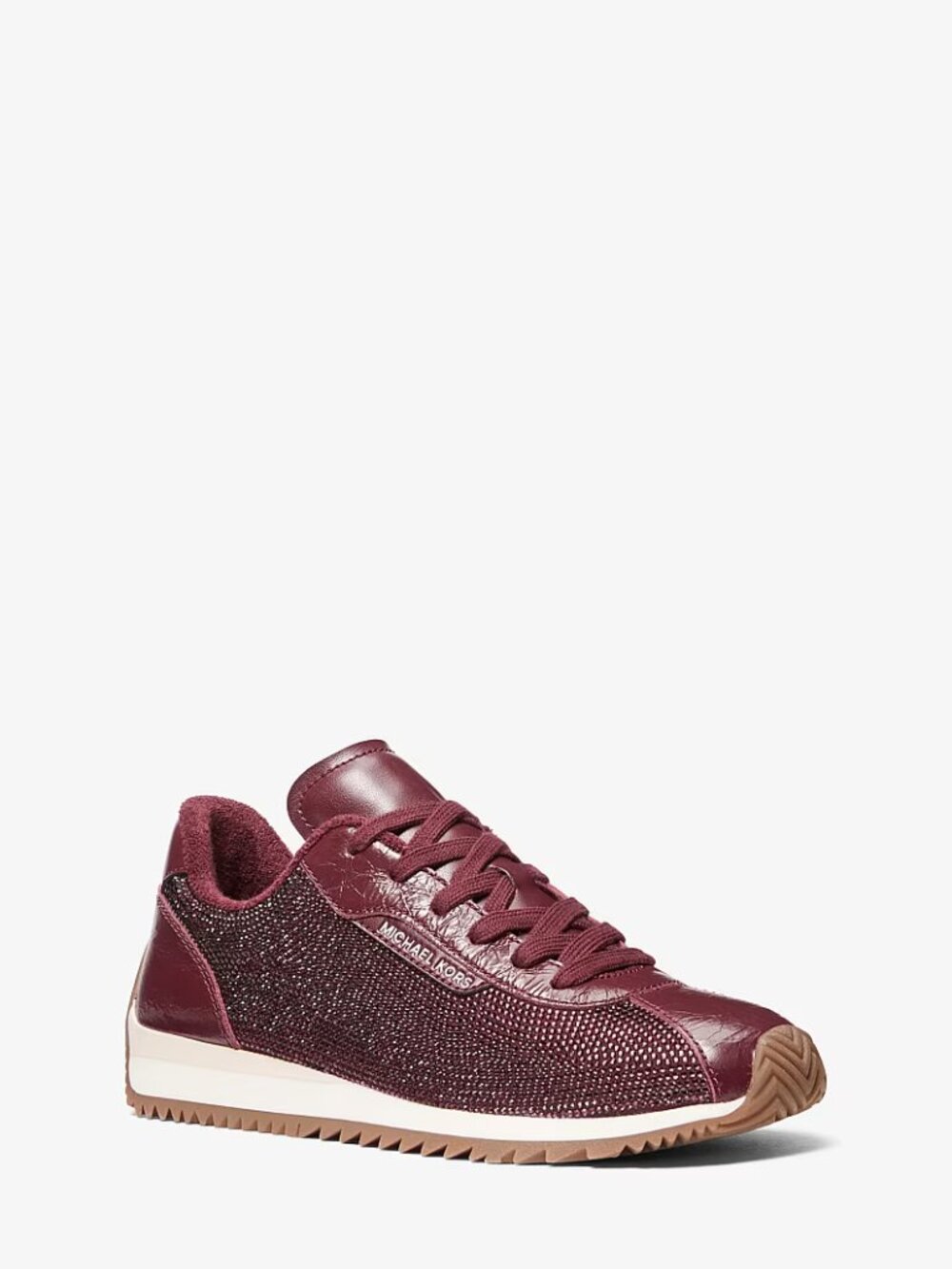 MICHAEL Michael Kors Rhodes Embellished Leather Trainer In Oxblood Size 7M